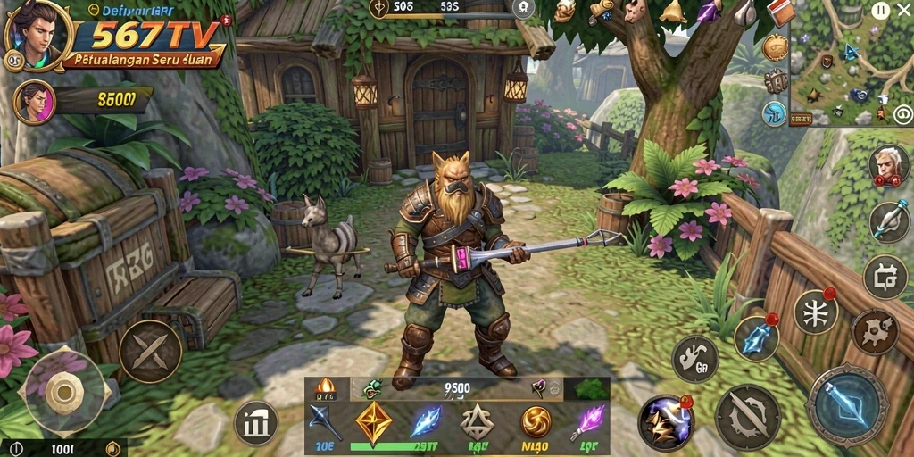 Gameplay menampilkan pertempuran menarik dalam dunia RPG yang kaya.