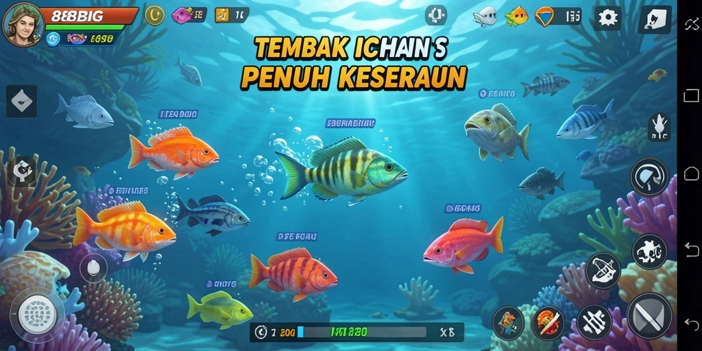 Screenshot menampilkan gameplay seru dari 88BIG Tembak Ikan.