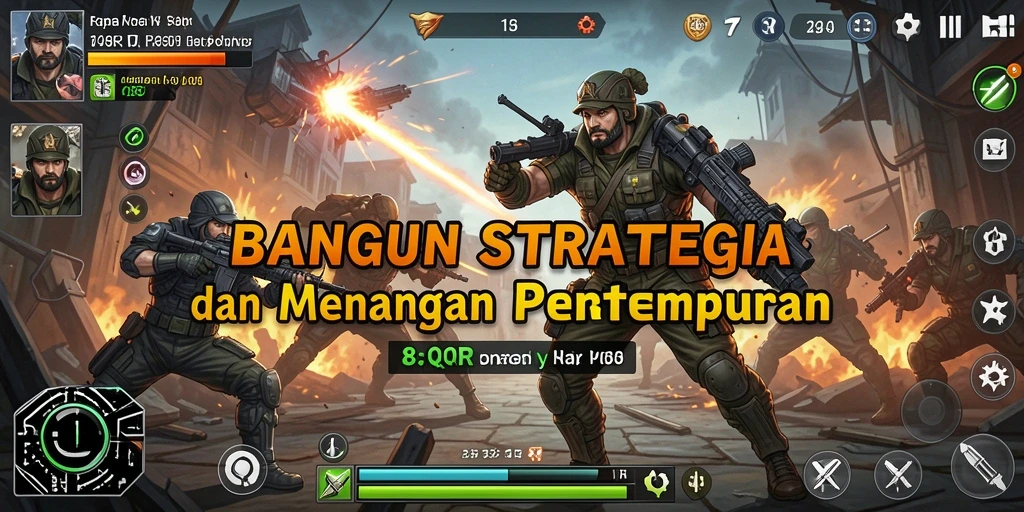 Screenshot gameplay 8QR menunjukkan pertempuran strategis yang seru.