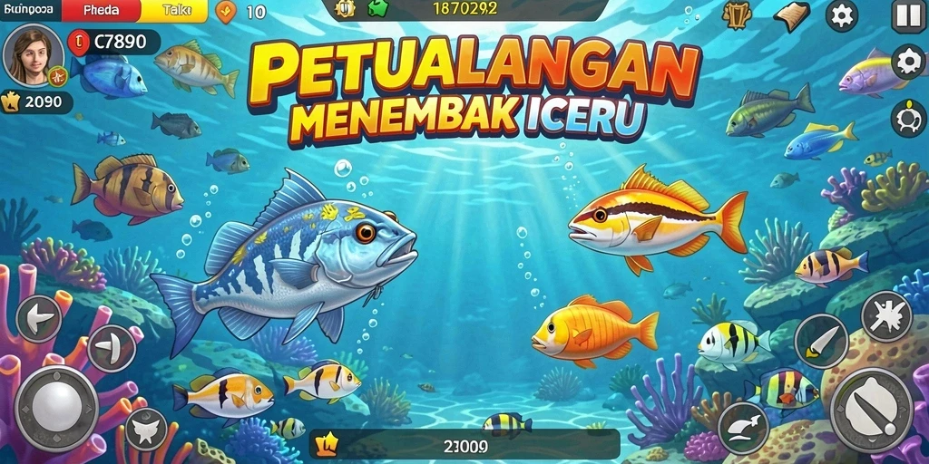 Tampilan gameplay C7890 dengan aksi menembak ikan yang seru.