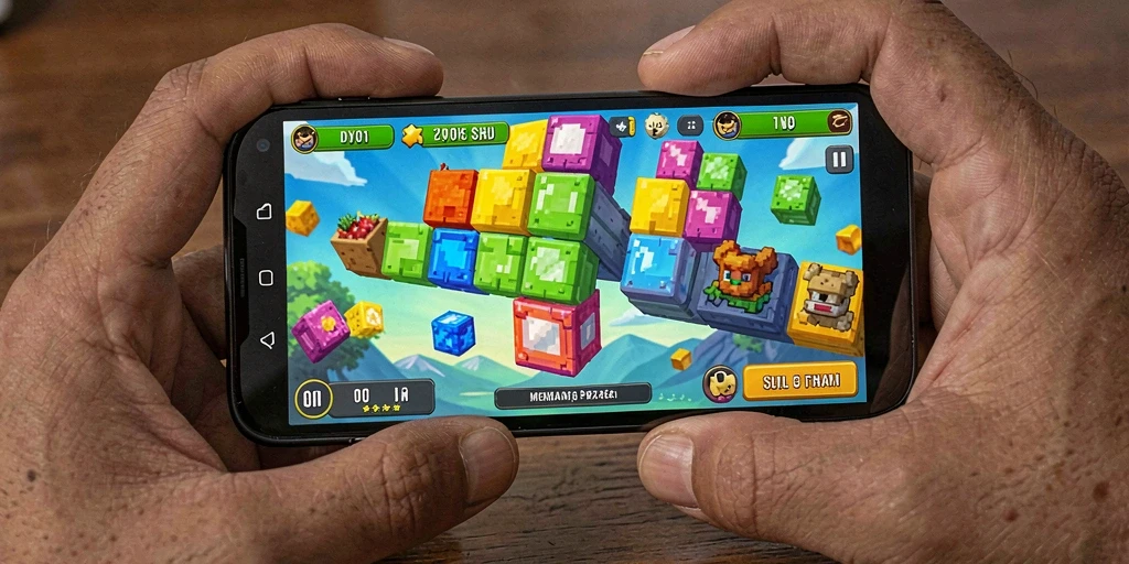 Tampilan gameplay puzzle yang menarik dan menantang.