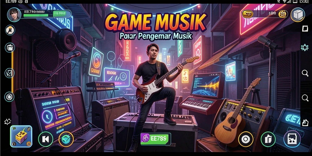 Screenshot gameplay EE789 menunjukkan serunya bermain sambil menikmati musik.