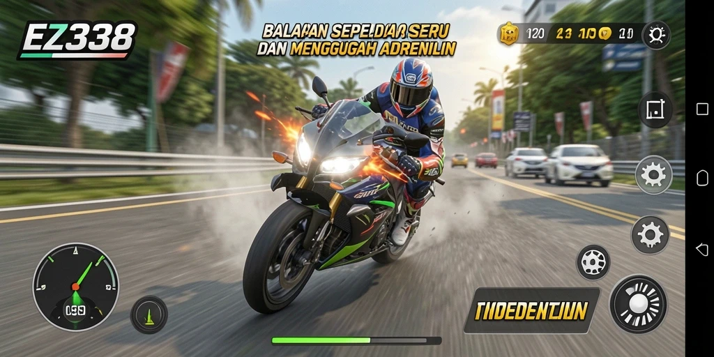 Gameplay seru balapan sepeda motor di EZ338.