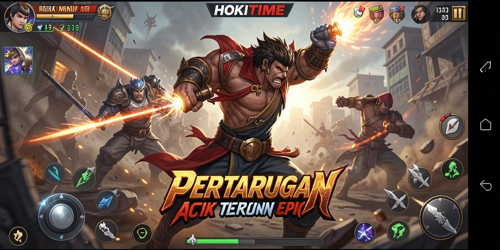 Screenshot HOKITIME menampilkan aksi pertarungan yang mendebarkan.