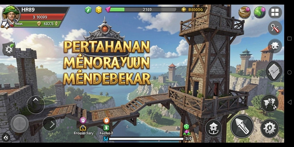 Screenshot menunjukkan aksi seru dalam Tower Defense HR89.