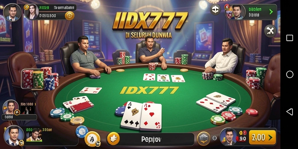 Tampilan gameplay poker yang menarik dan interaktif di IDX777.
