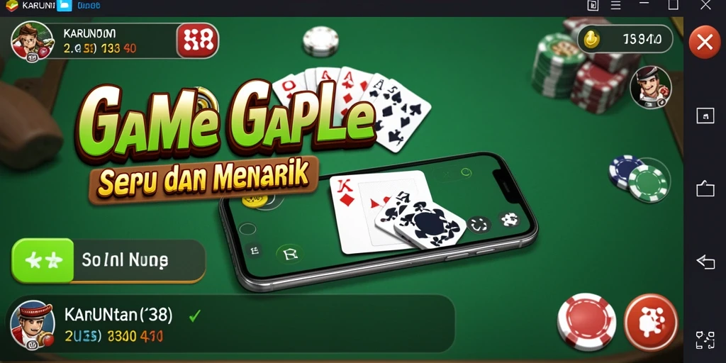 Screenshot gameplay <strong>KARUN138</strong> dengan tampilan kartu Gaple yang menarik.