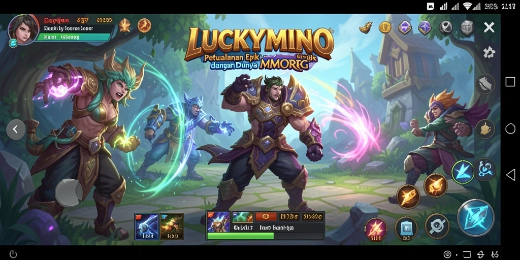 Tangkapan layar menunjukkan aksi seru dalam petualangan MMORPG LUCKYMINO.