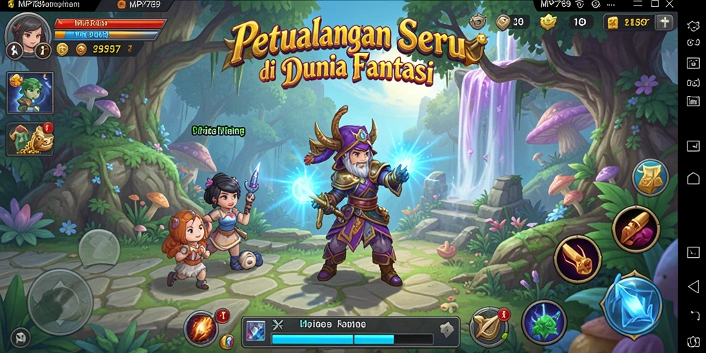 Tampilan gameplay seru dengan karakter petualang di dunia yang menakjubkan.