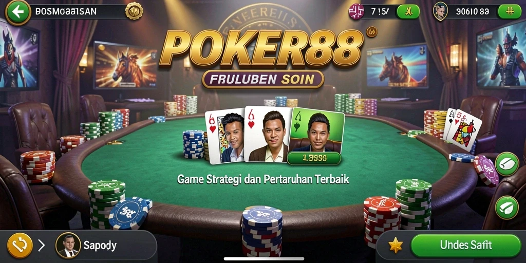 Tampilan gameplay POKER88 yang mendebarkan dan penuh strategi.