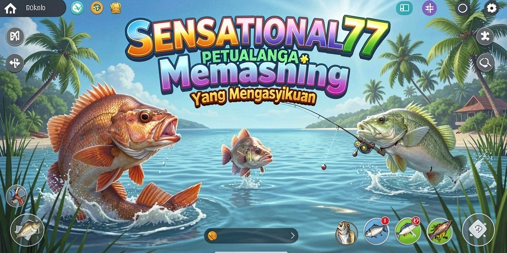 Tampilan gameplay <strong>SENSATIONAL77</strong> yang menunjukkan momen menangkap ikan.