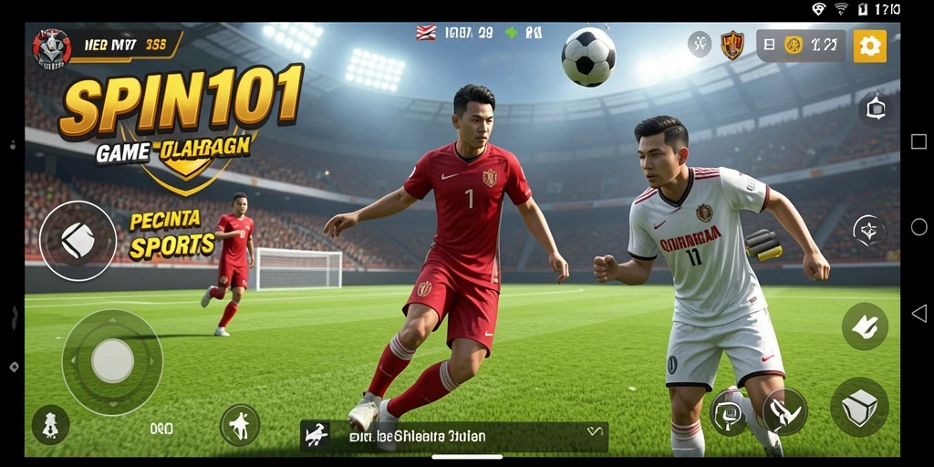 Tampilan utama SPIN101 yang menampilkan aksi seru dalam gameplay olahraga.