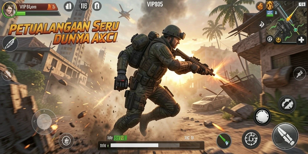 Screenshot menunjukkan aksi mendebarkan dalam gameplay VIP805.