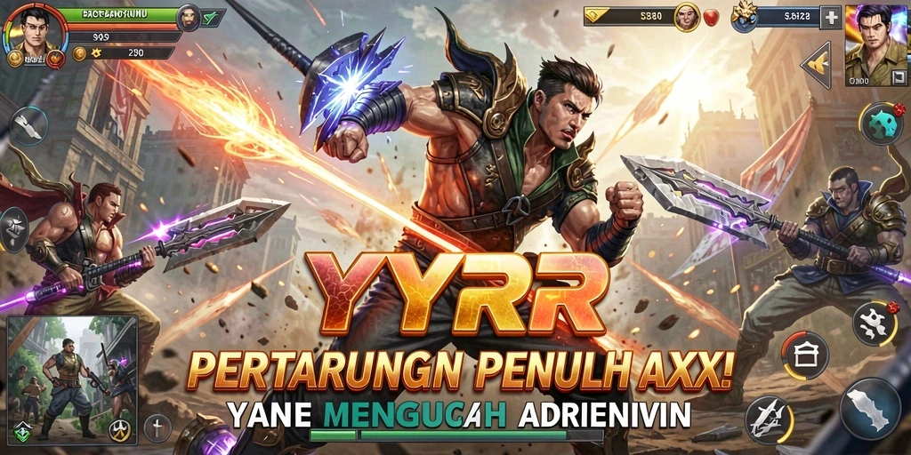 Screenshot YYRR menunjukkan pertarungan epik dalam game Action.